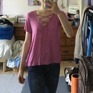 Pink criss cross t shirt